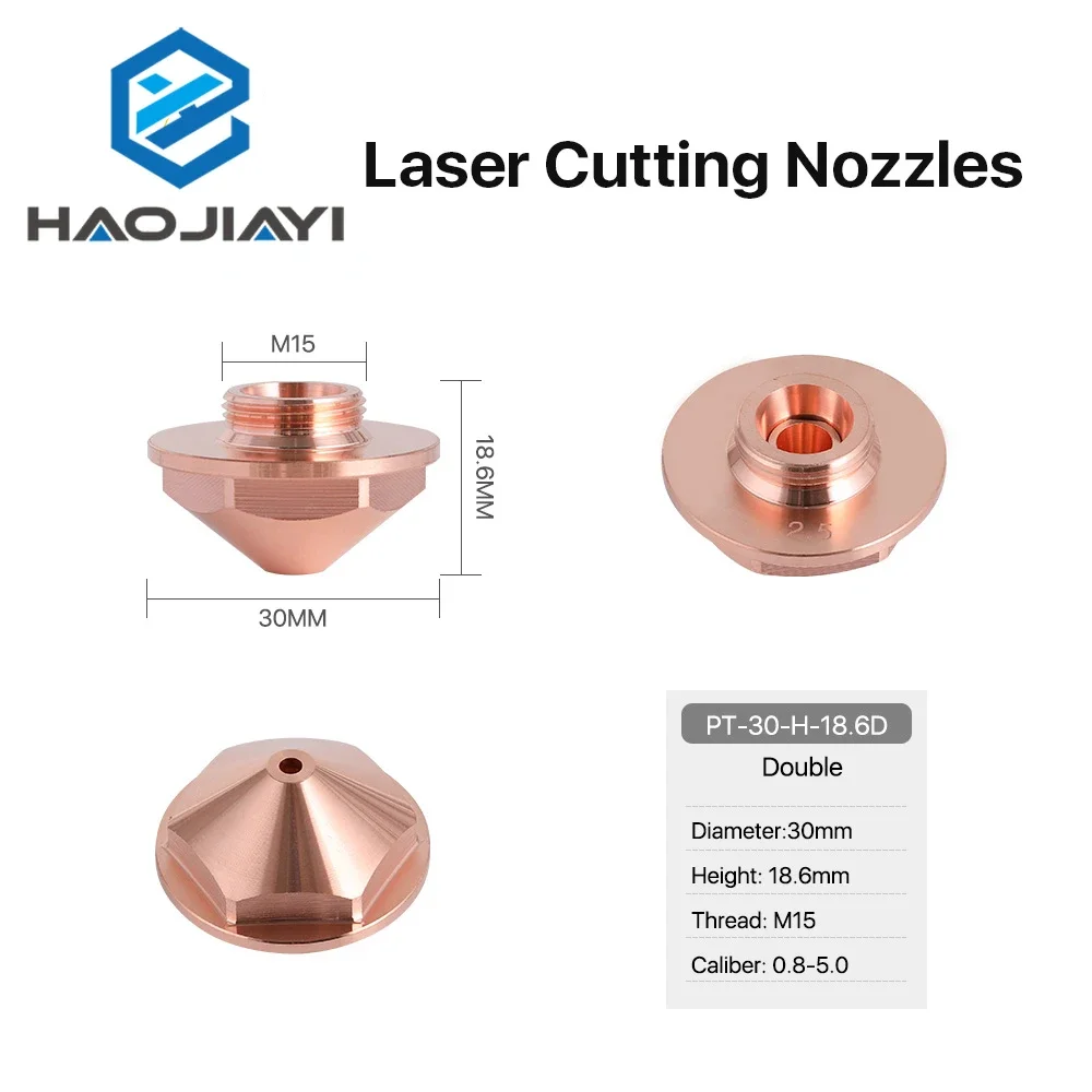 Laser Cutting Nozzle Dia.30mm Height 18.6mm Thread 15mm For Precitec DE KT X DD Type Single Double Nozzle Cutting Head