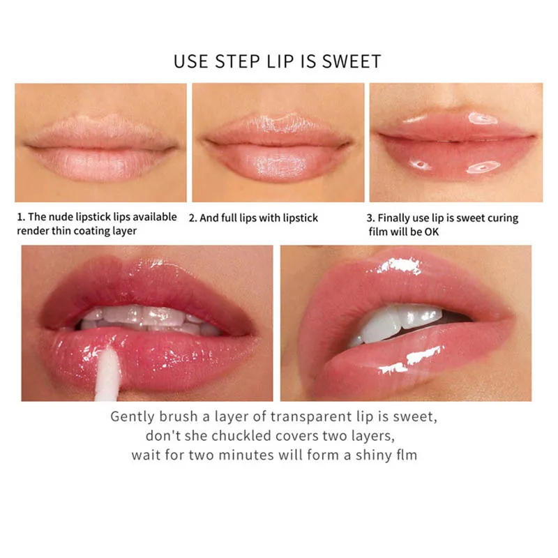 Hyaluronic Lip Gloss Clear Crystal Jelly Moisturizing Lip Oil Plumping Lip Tint Reducing Lip Lines Waterproof Lip Balm Cosmetics