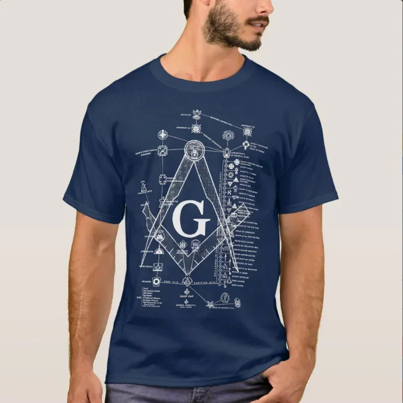 Structure of Freemasonry Freemason Square & Compasses Symbol Masonic T-Shirt 100% Cotton O-Neck Short Sleeve Casual Mens T-shirt