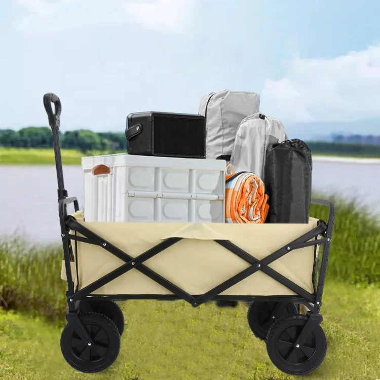 Eaynon Outdoor Folding Collapsible Utility Portable Adjustable Heavy Duty Garden Beach Picnic Foldable Camping Wagon Cart