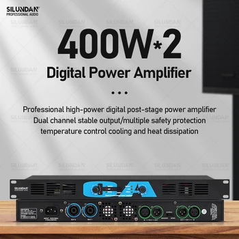 최고 디지털 전문 400W * 2 1U Amp, 2 채널 오디오 고출력 증폭기, 극장 서브우퍼 DJ 하이파이 무대 룸 노래방용 