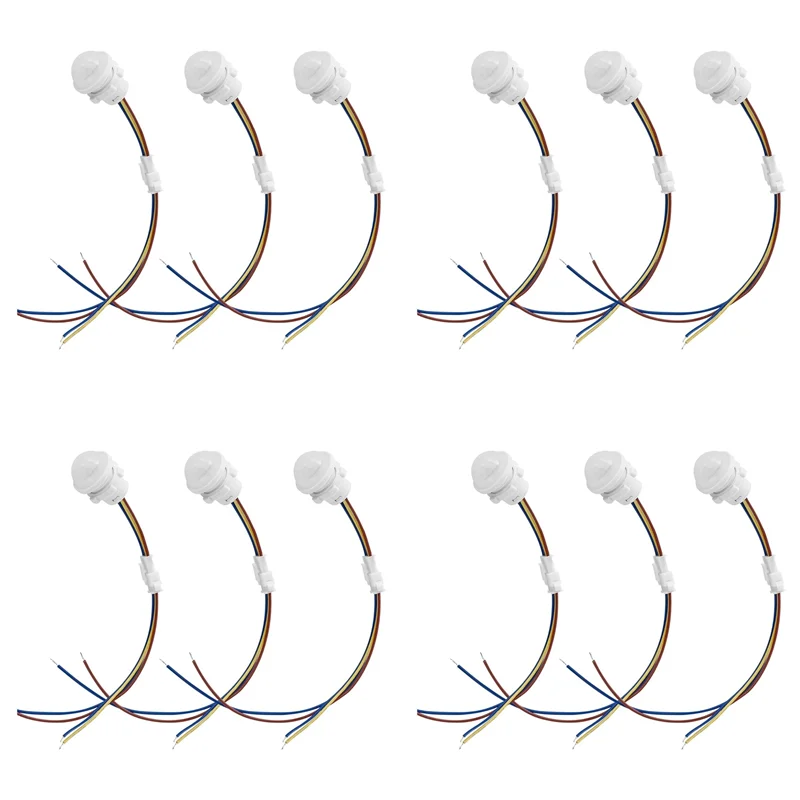 

【B07R】12 упаковок выключателя света с датчиком движения, интеллектуальный переключатель обнаружения датчика PIR, интеллектуальный выключатель света для потолка или настенного крепления