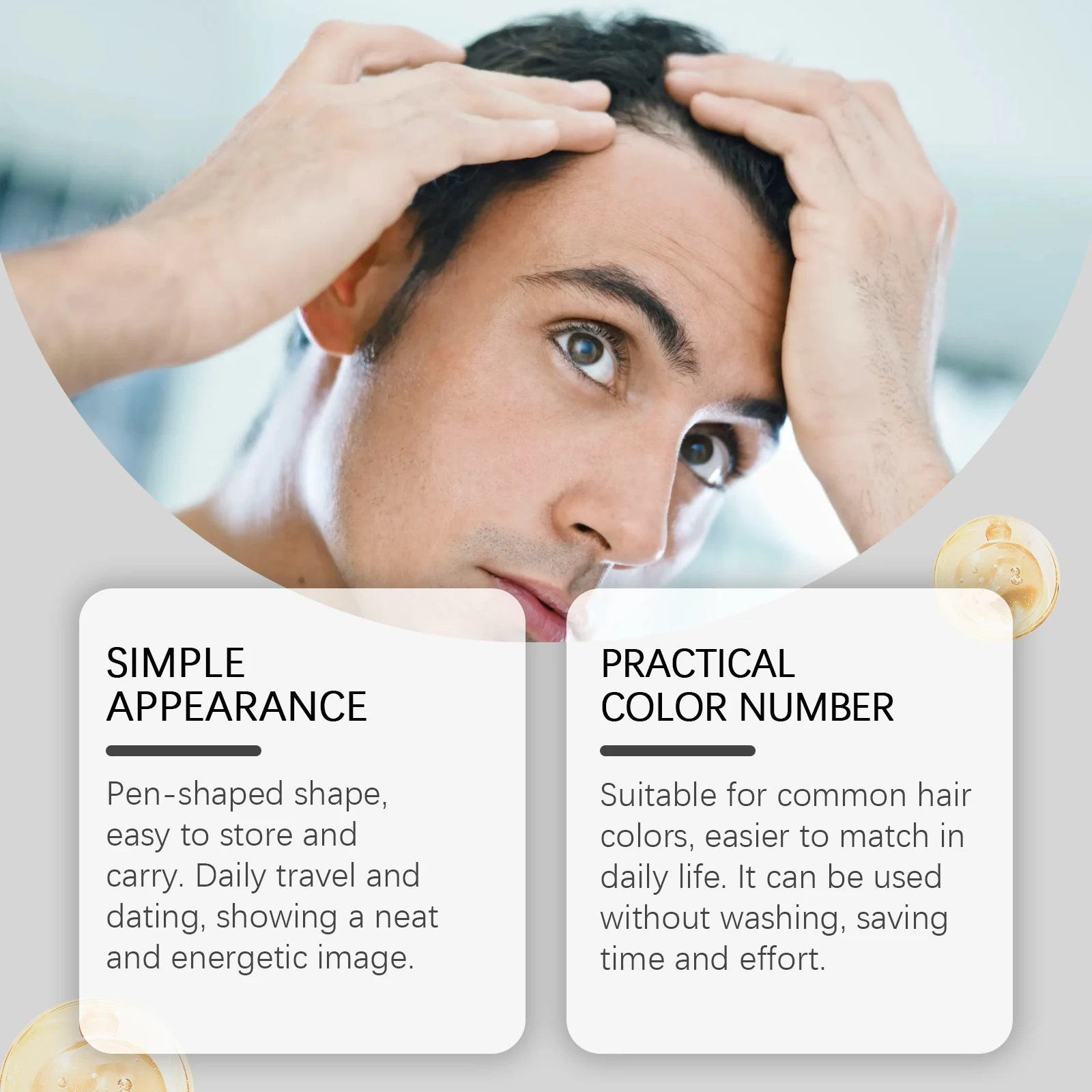 Hair Dye Stick Waterproof Quick Cover Gray White Hair Hairline Root Repair Black Brown Hair Natural  - close-up view