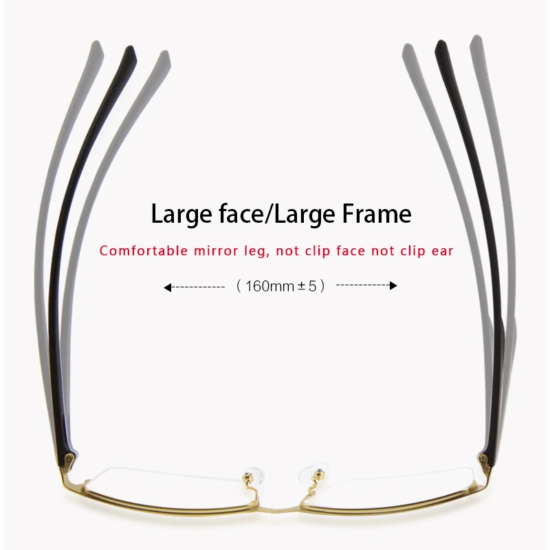 Large Oversized Reading Glasses Anti Blue Light Rectangle Metal Half Frame Extra Large Reader-150mm Wide for Men