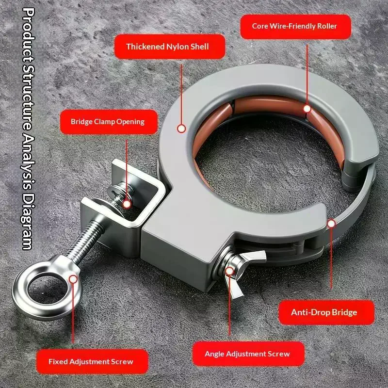 Cable Tray Pulley Roller Wire: Pulling Tool Stainless Steel Adjustable Clamp Efficient Wiring Guide Construction