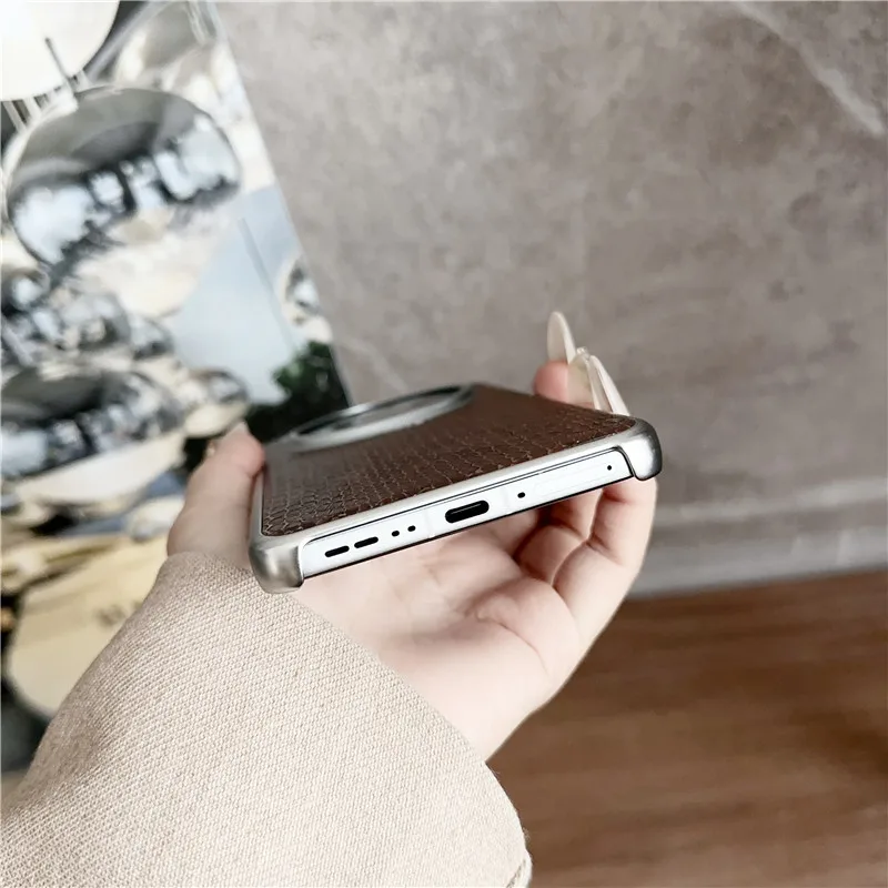 高級スネークパターン Pu レザーケース Oppo Find X8 Pro X7 Ultra Fundas ビジネス大型カメラレンズ保護メッキカバー