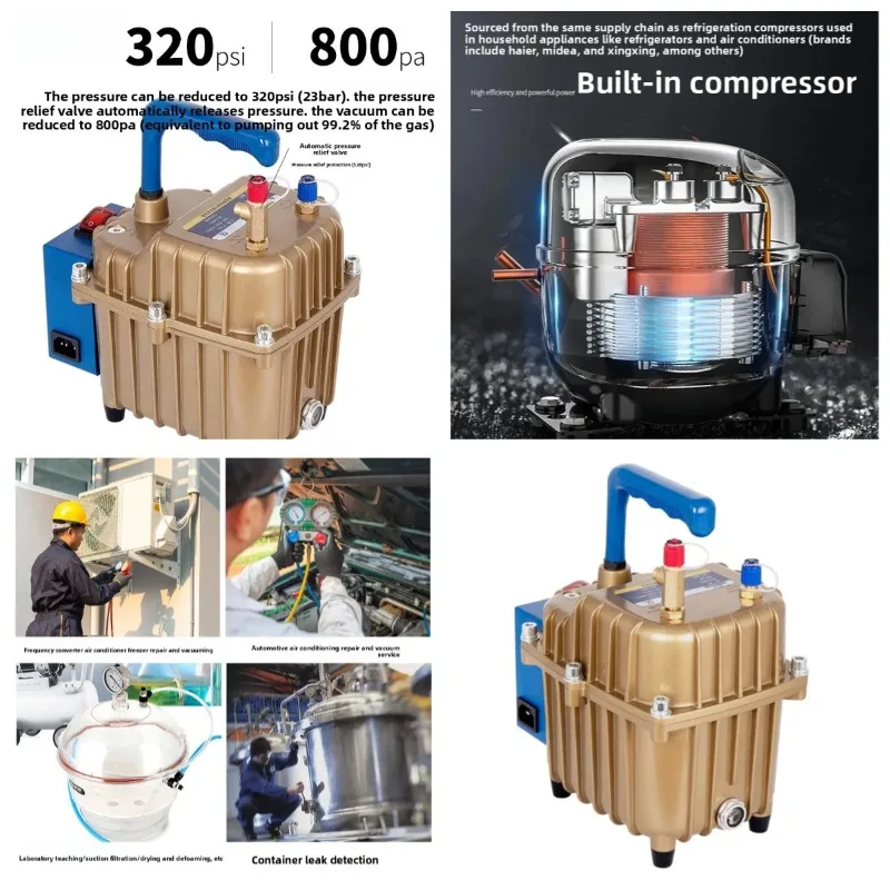 Automotive AC Vacuum Pump - Dual Mode Evacuation & Pressure Testing for Refrigerant Service