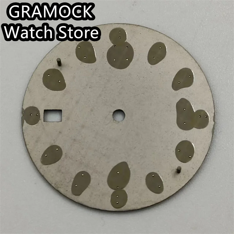 GRAMOCK 31mm black blue gray white watch dial GMT hands green luminous watch dial for NH34 Movement watch accessories