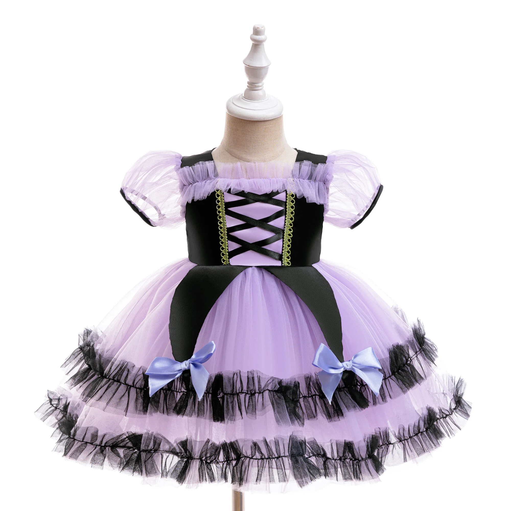 Toddler Bow Party Girls Dress Elegant Tulle 1st Birthday Bridesmaids Wedding Princess Dresses Girl Banquet Baptism Kids Clothing