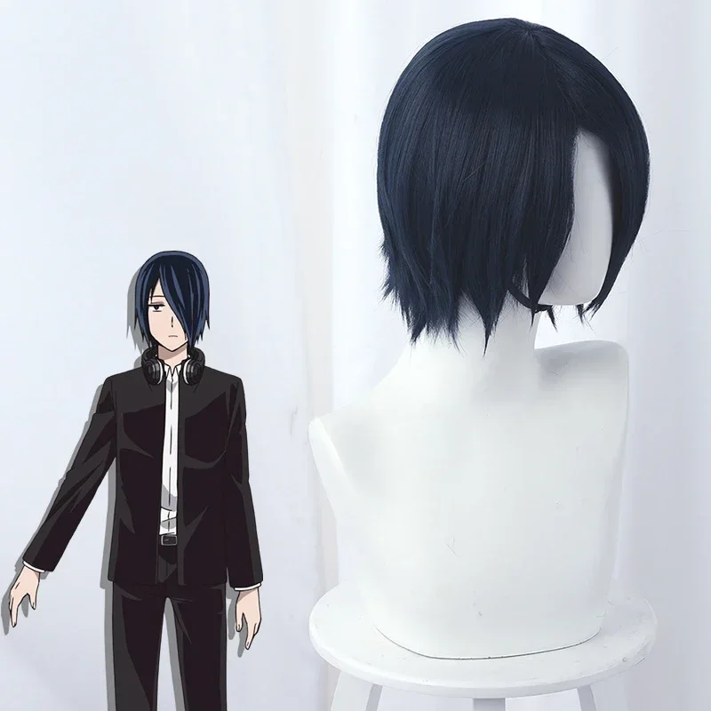 Kaguya-Sama: الحب هو الحرب يو Ishigami شعر مستعار تأثيري الأزرق الداكن تزييفها قصيرة ارتفاع درجة الحرارة هيربيسي زي لعب الأدوار الباروكات MN3