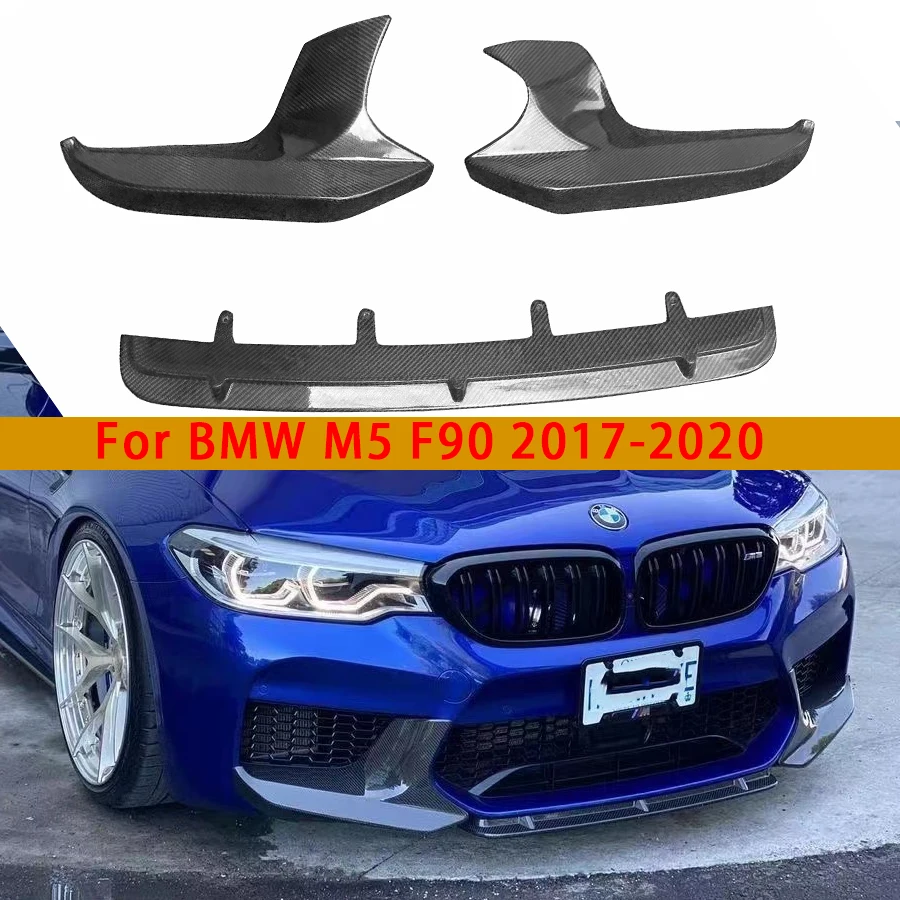 

For BMW M5 F90 2017-2020 Carbon Fiber Front Lip Bumper Lip Separator Diffuser Chin Spoiler wrap angle Front Bumper corner