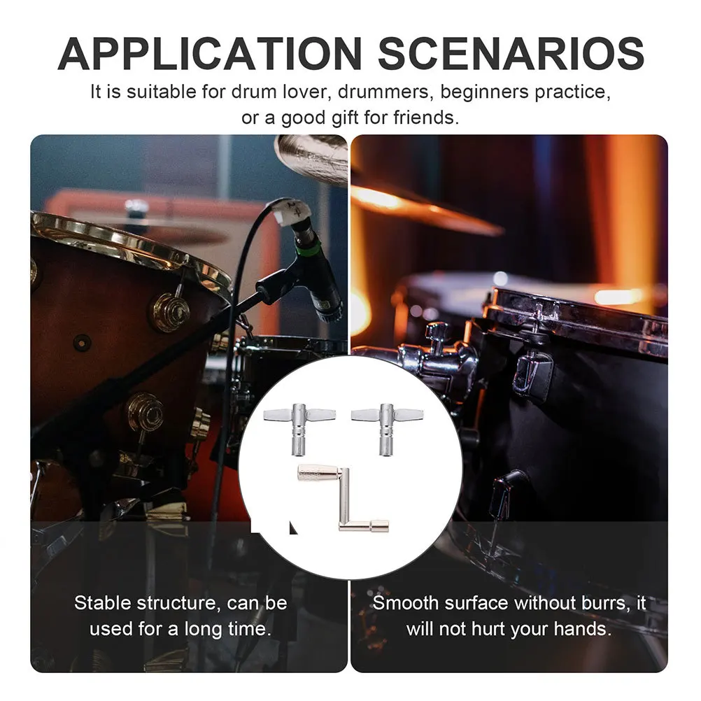 

3pcs Keys Tuning Wrench Durable Adjustment Tool For Drum Set Percussion Instrument Drum Set Adjustment Wrench Accessories