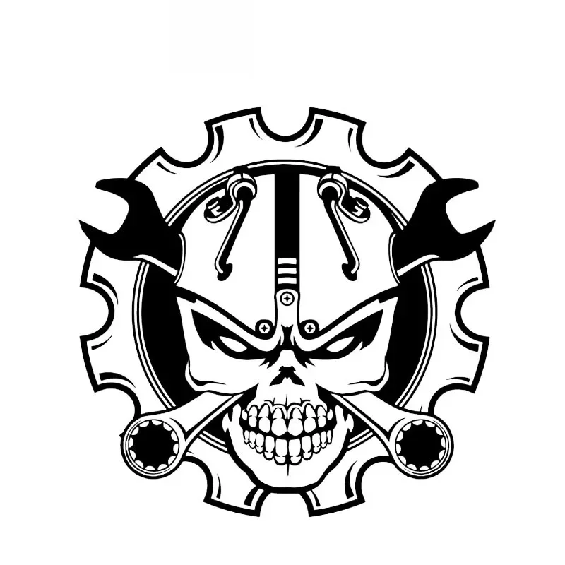 

Funny Skull Wrench Graphic Sticker High Quality Car Window Decoration Personality Pvc Waterproof Decal Black/white, 16cm*16cm