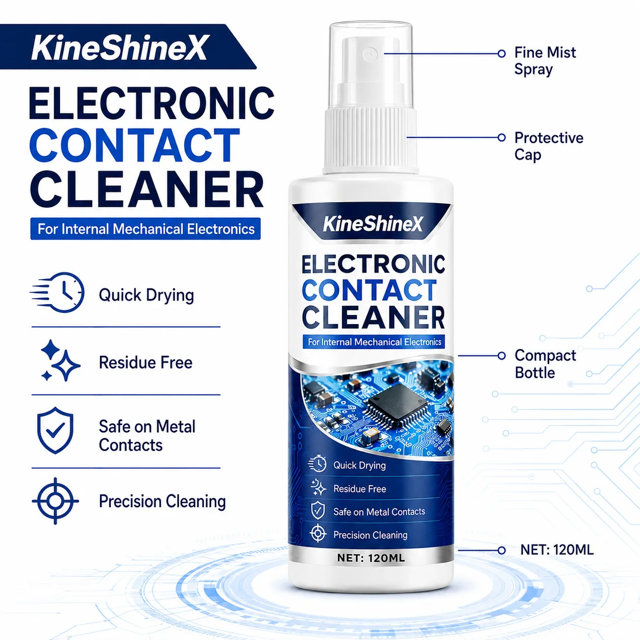 Electrical Contact Cleaner, Fast Drying Circuit Board PCB Cleaner Spray, Remove Oxide for Electronic Repair , 120ml with towel - view 4