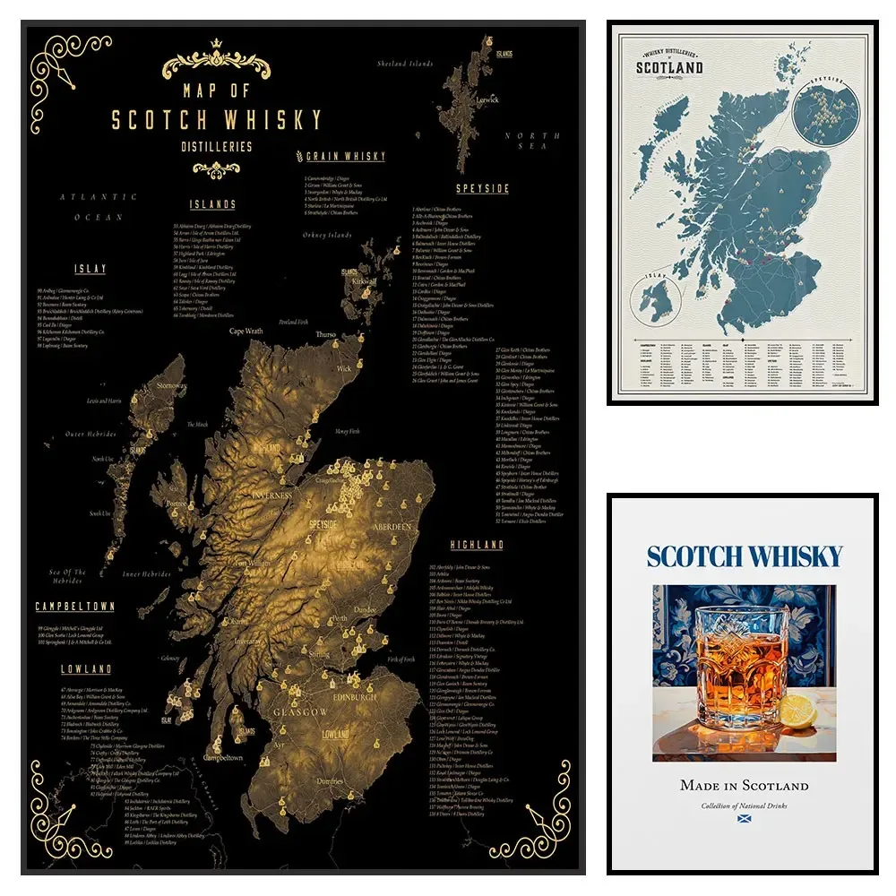 لوحة جدارية ويسكي سكوتش ، طباعة قماش ، منزل ، مطعم ، بار ، ديكور نادي السادة ، ملصق ، ويسكي ، ديكور مصانع التقطير #1
