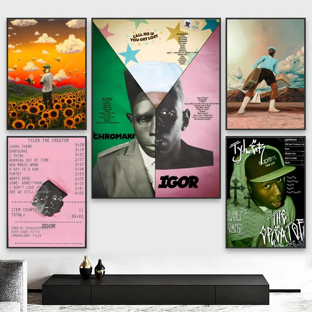 ملصق أنيق لمغني الراب T-Tyler The Creator ملصق مثالي فني ذاتي اللصق مصمم لمساحات مكتب الطعام المنزلية المتينة #2