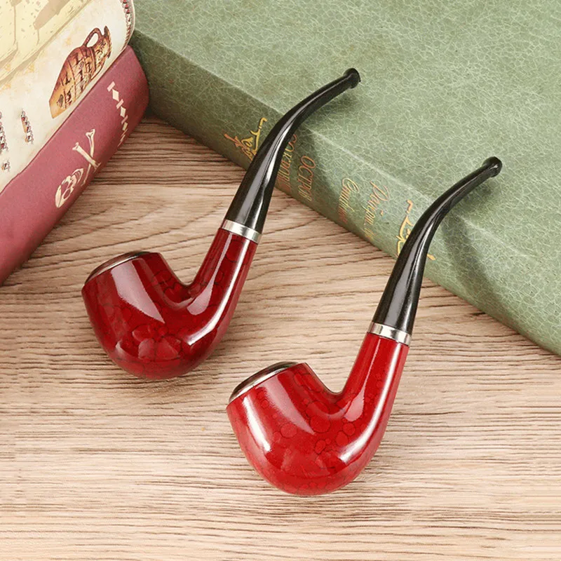 Durable Portable Resin With Exquisite Pattern Classic Bent Smoking Tobacco Pipe Accessories Gifts