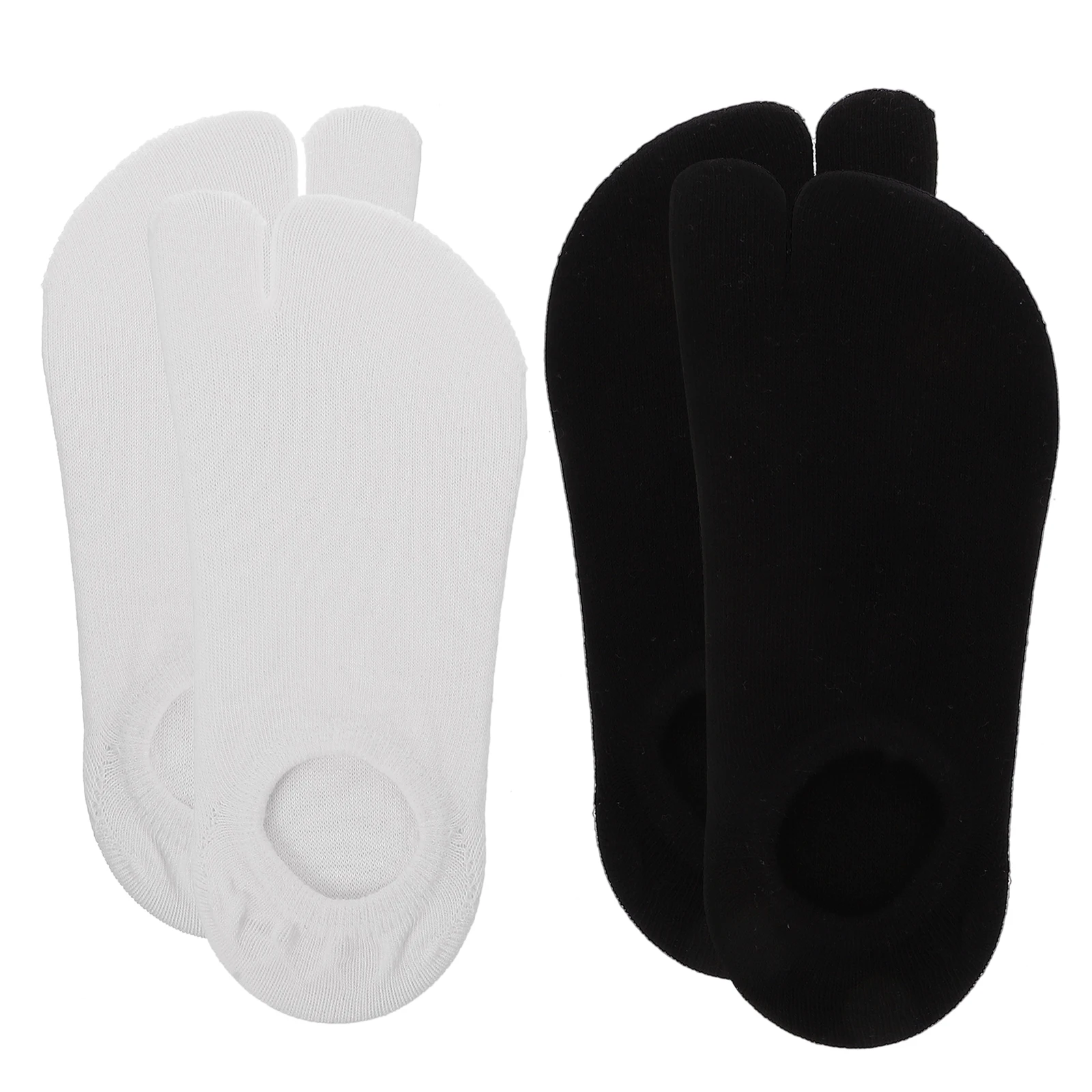 

2 Pairs Black White Short Toe Socks Anti slip Sweat absorbent Unisex Lightweight Comfortable Elastic Craftsmanship
