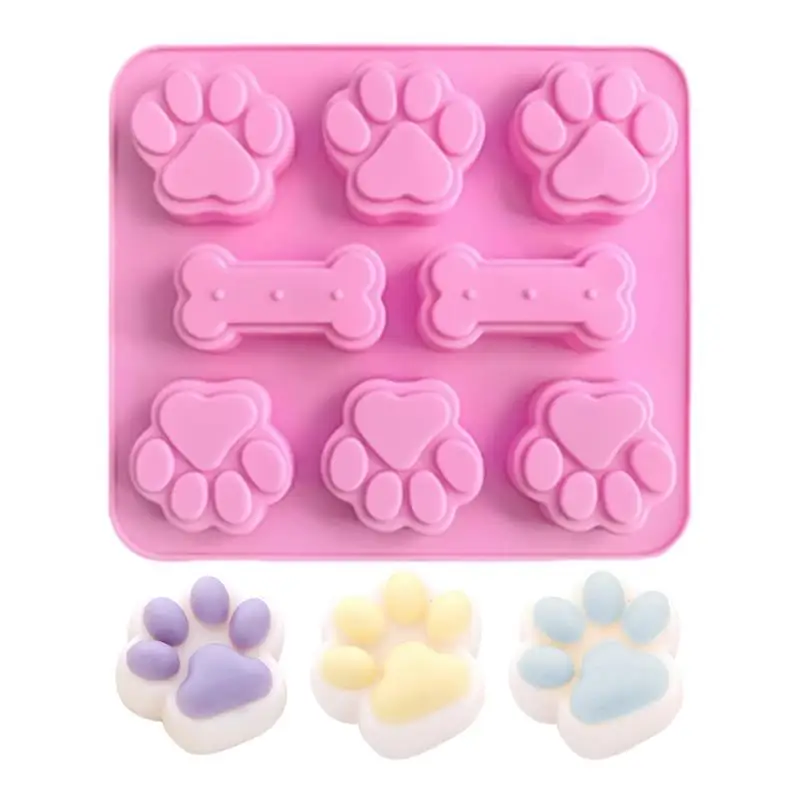 Puppy Dog Paw Bone Silicone Molds Chocolate Cookie Mold For Baking Easy-Release Non-Stick Dog Treat 3D Molds making tool