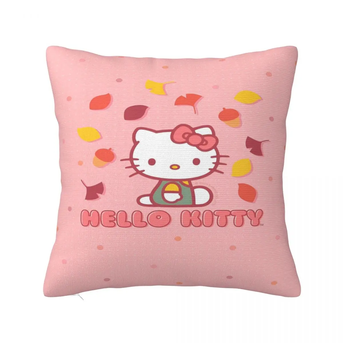 

Official Hello Kitty Fallen Leaves Pillowcase Printing Fabric Cushion Cover Gift Pillow Case Cover Bedroom Zipper 45X45cm