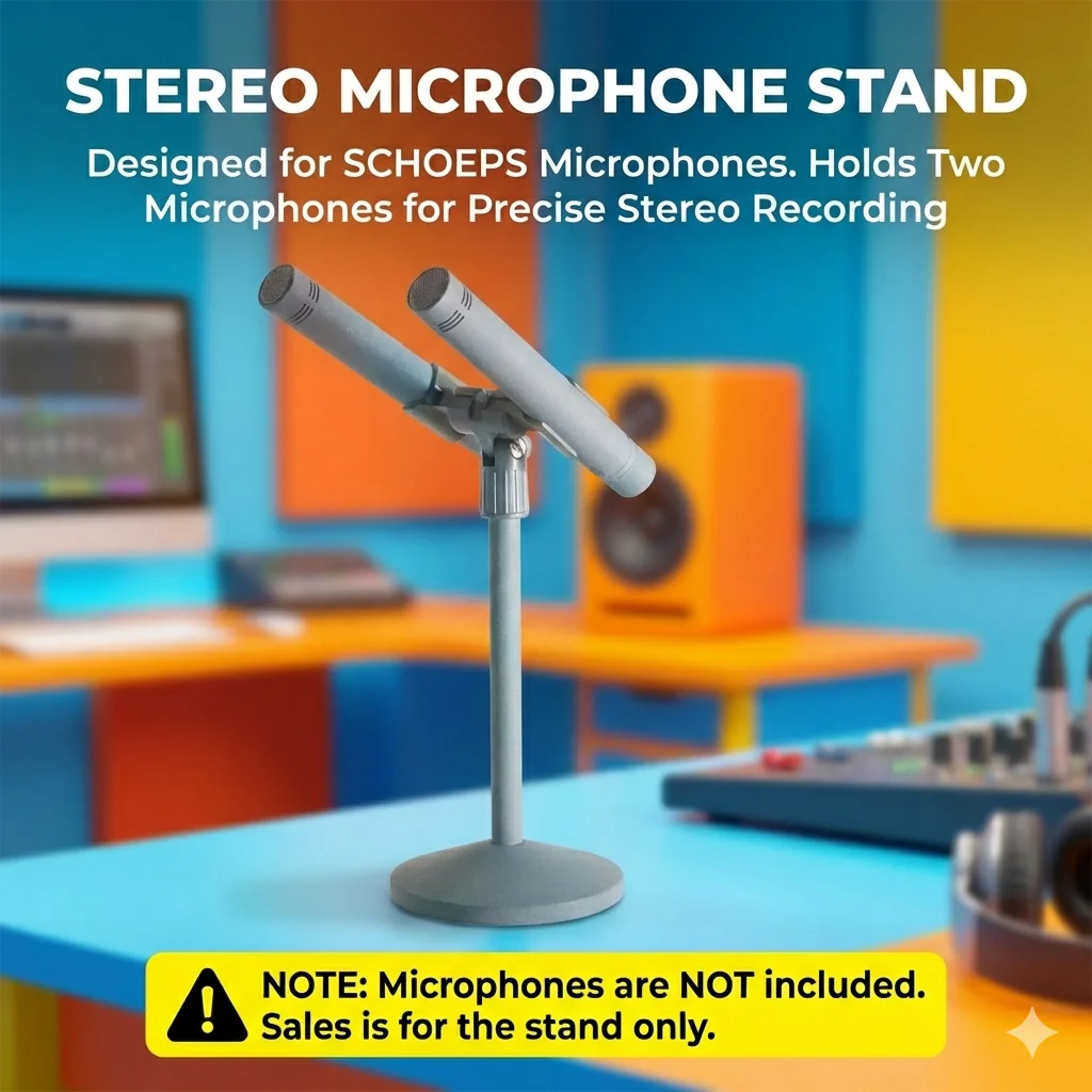 Dual Microphone Stand for Schoeps Stereo Mic Holder Adjustable Clips Ideal for XY ORTF and Professional Stereo Recording Pairing