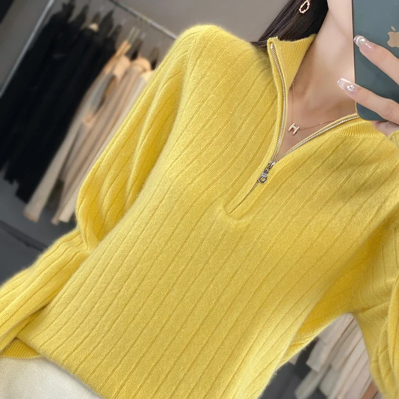 100% Merino wool autumn/winter new women's sweater turtleneck Jumper Fashion light luxury warm base knit shirt