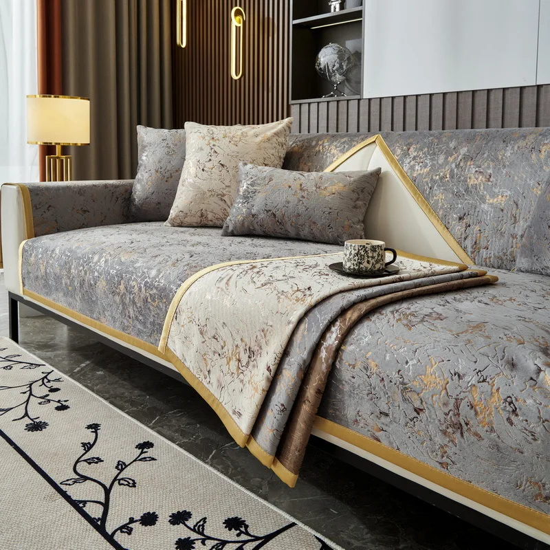 

2025 New Light Luxury Premium Sofa Cover Cloth Fixed Anti Slip Leather Sofa Cushion Four Seasons Universal Minimalist Versatile