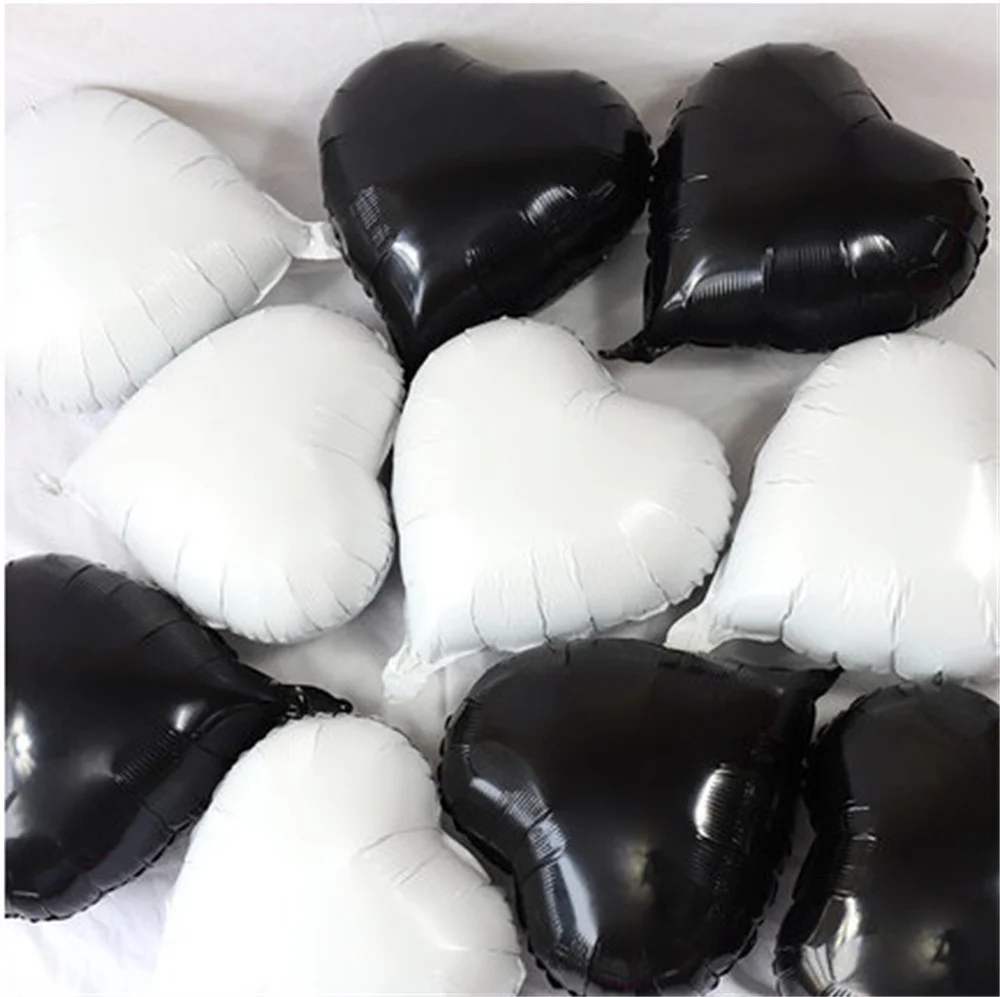 10 sztuk 18-calowych czarnych balonów z folii aluminiowej na walentynki i balony do pokoju weselnego