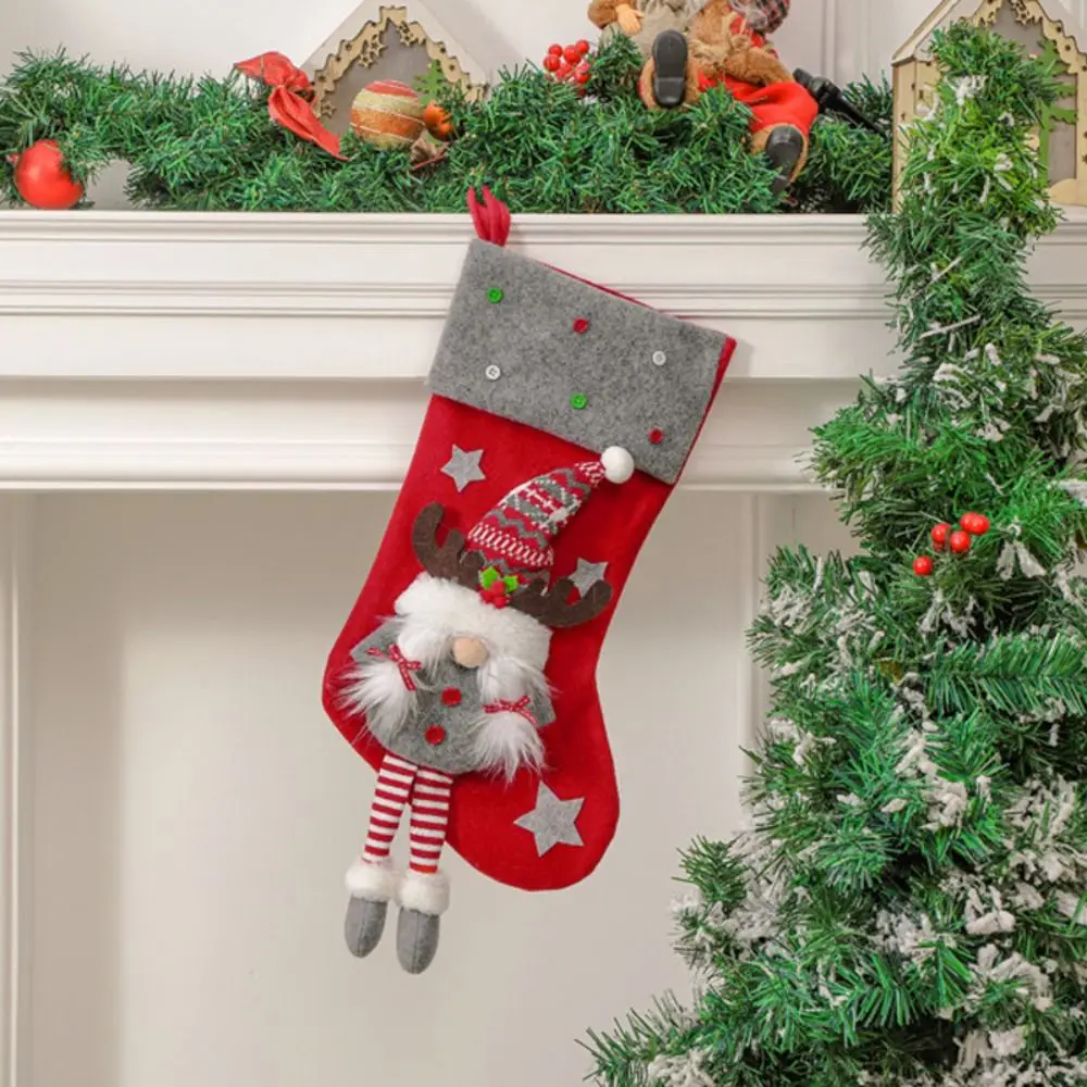 Candy Bag Hanging Christmas Stocking Santa Large Size Christmas Gift Sock Snowman Xmas Tree Ornaments Gift Bag Navidad