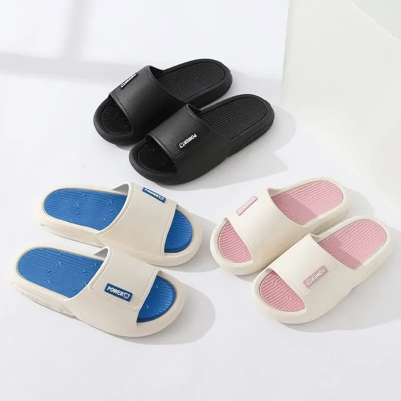 Fashion Slippers for Men Women PVC Soft Thick Sole Non-slip Slides Casual Outdoor Beach Flip Flops Home Bathroom Couples Slipper