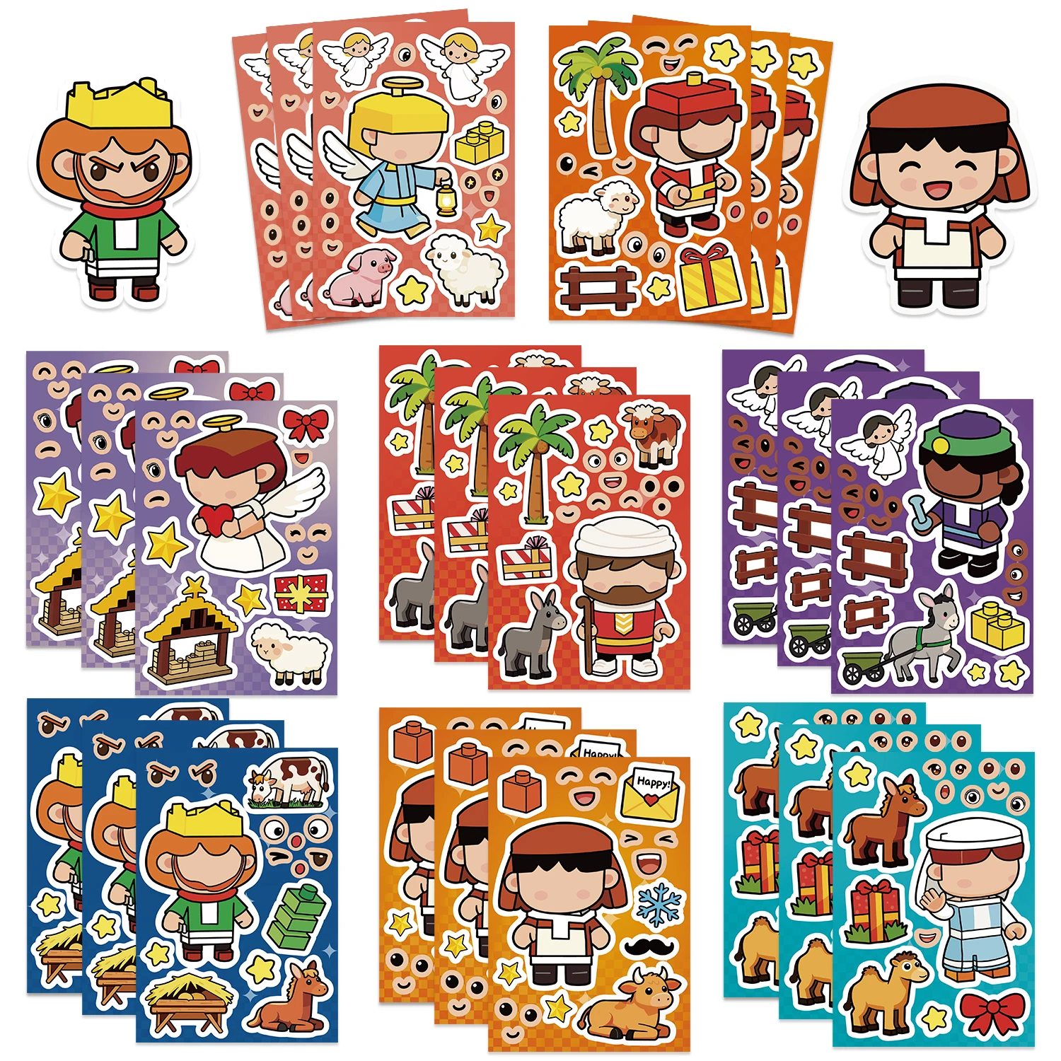 

Набор из 32 наклеек-пазлов: мультяшные ангелы, строительные блоки, наклейки-глумки, для рукоделия, водонепроницаемые, из ПВХ