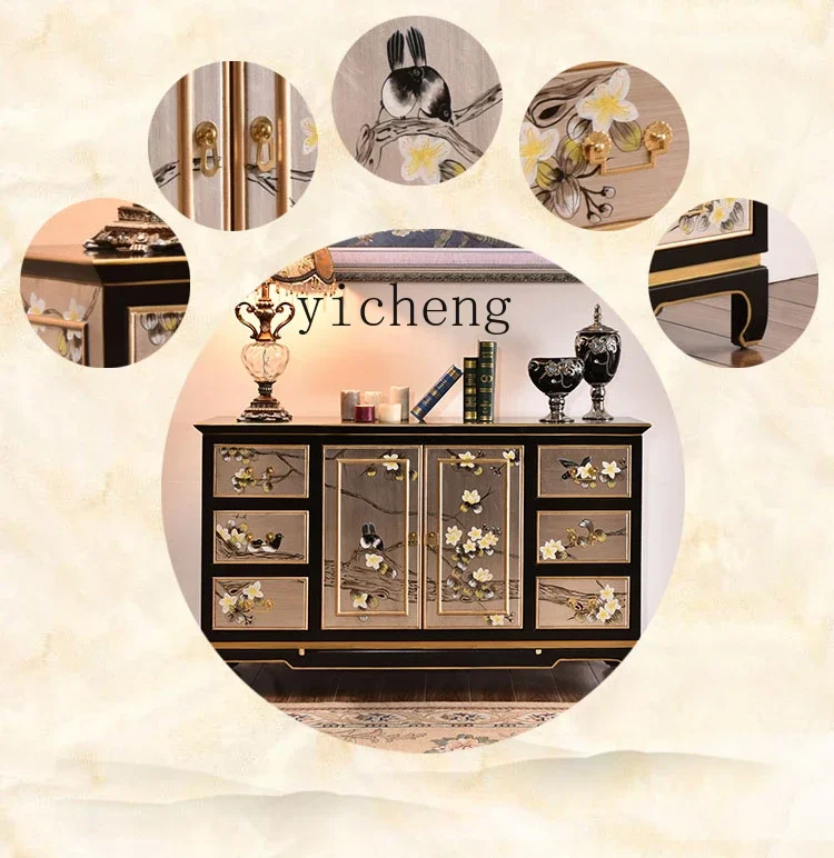 

TQH solid wood dining side cabinet, tea cabinet, living room entrance entrance cabinet entrance decorative storage foyer cabinet