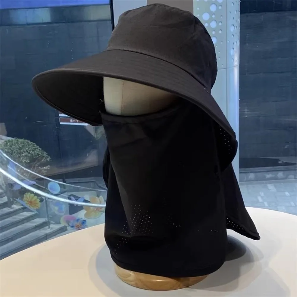 

New Anti-UV Fisherman Hat Adjustable Wide Brim Bucket Hat with Neck Protection Shawl 50+UPF Protection Beach Cap Men