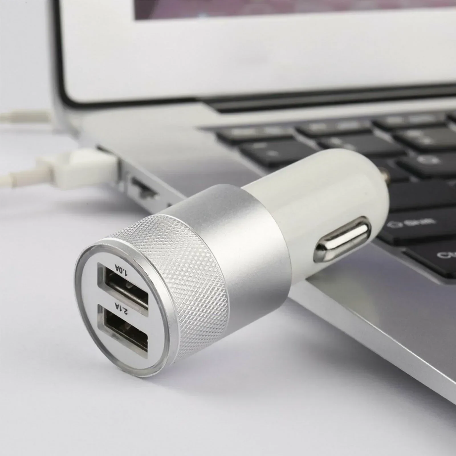 Car Charger 2 Port Dual USB Socket Lighter Adapter Fast Charger Universal Silver Twin USB Car Charger Accessories