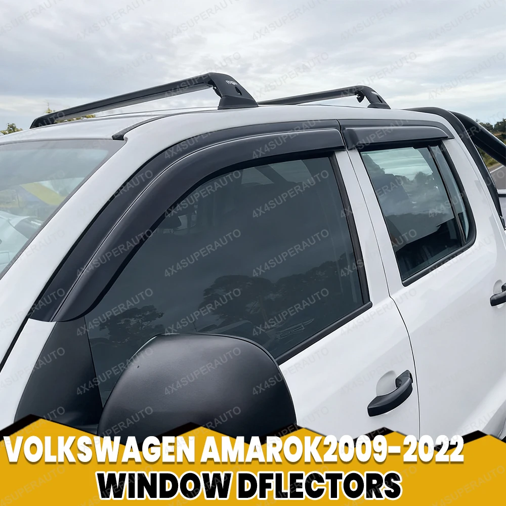 Image of Fenster-Windabweiser Wetterschutz für Volkswagen VW Amarok 2009-2022 Wind-Regen-Sonnenschutz 4X4 Auto-Styling Zubehör 4 Stück