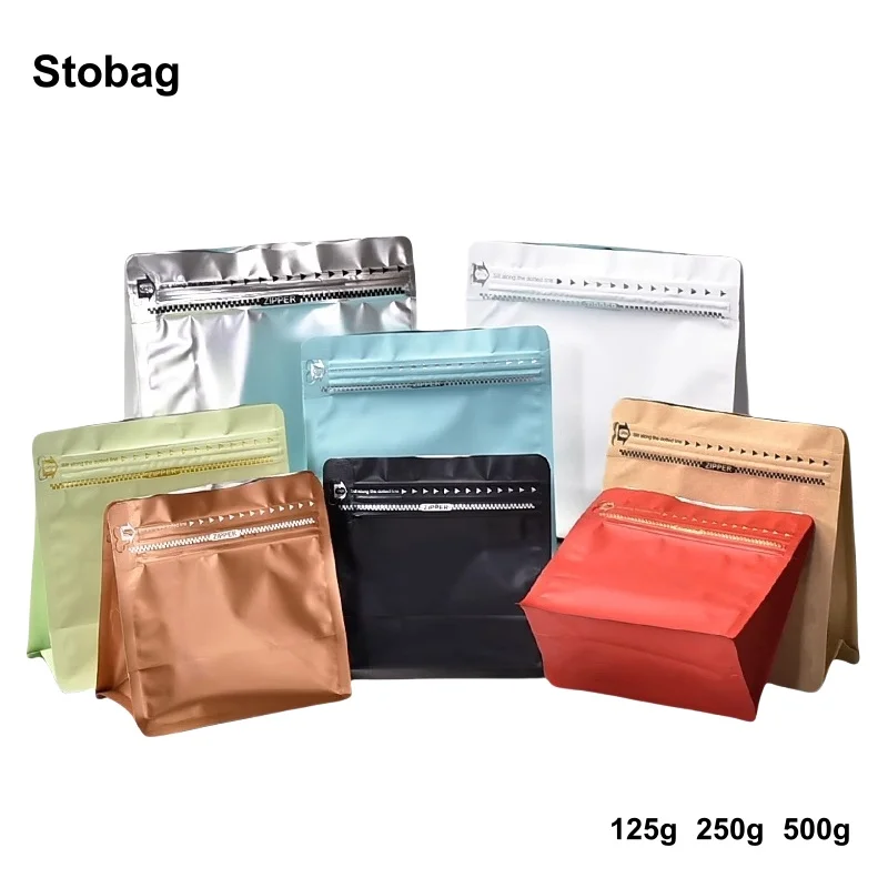 

StoBag 20pcs Color Frosted Coffee Beans Packaging Bag with Valve Aluminum Foil Sealed for Food Powder Tea Nuts Storage Pouches