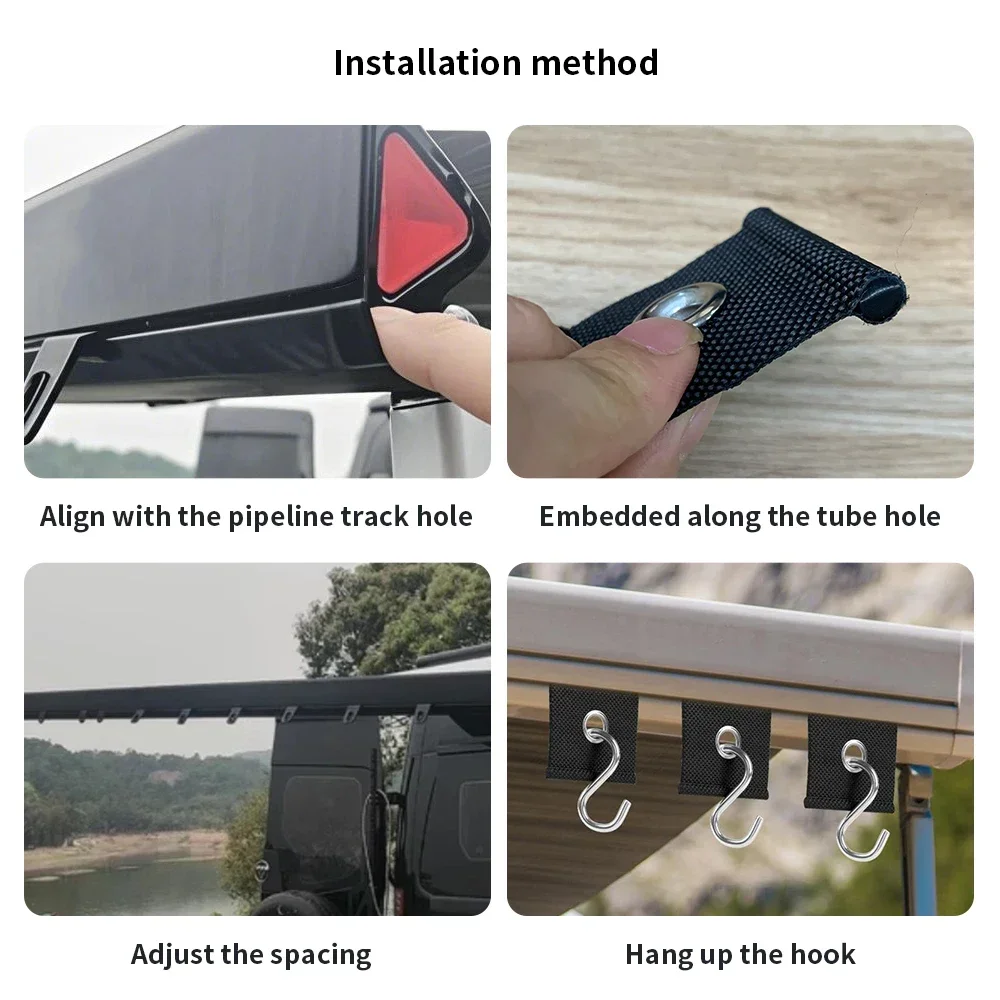 4/6 قطعة دائم S على شكل التخييم المظلة السنانير مقاطع RV خيمة الشماعات ظلة هوك كليب السنانير مقاطع اكسسوارات السيارات