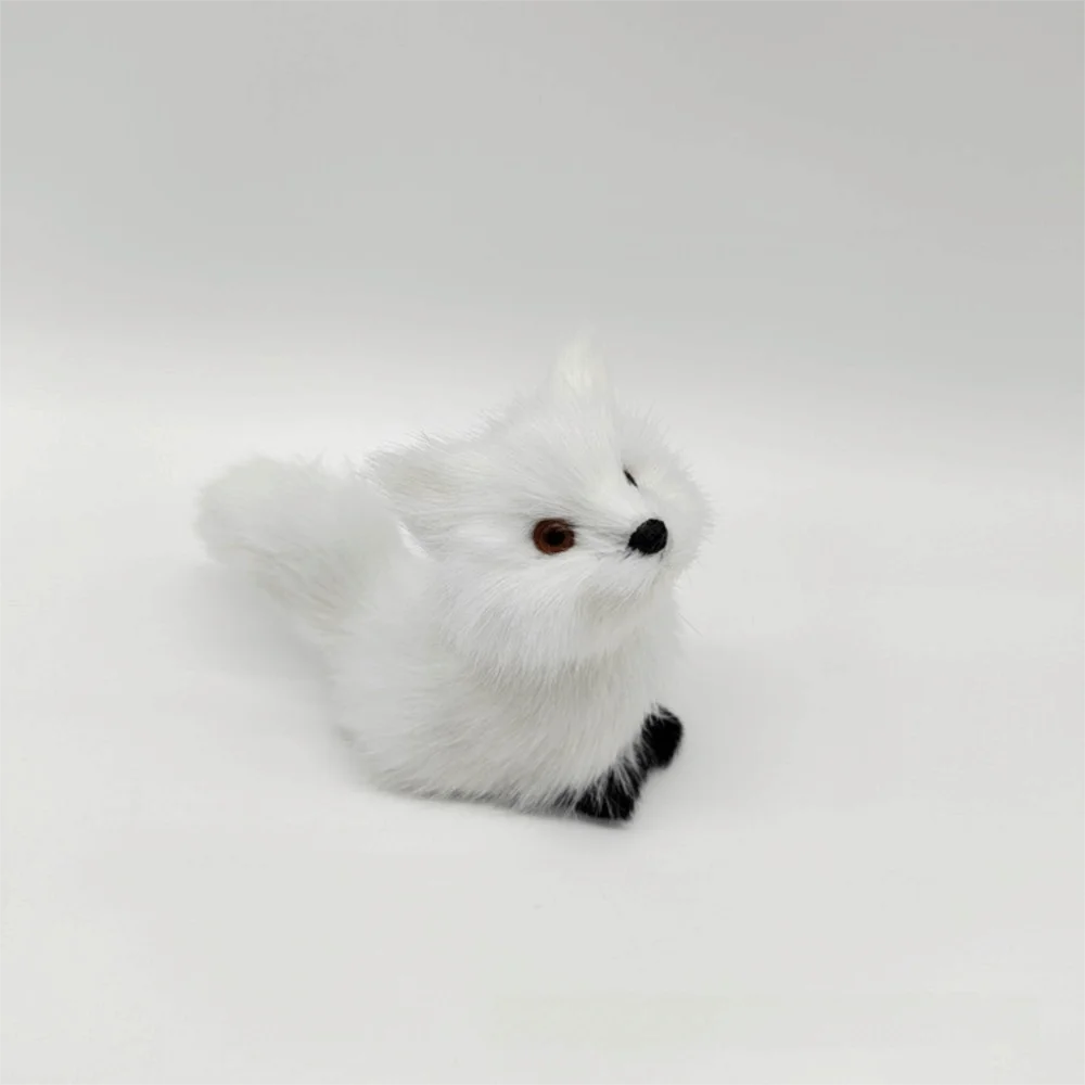 

Миниатюрная плюшевая фигурка лисы, искусственная игрушка-лиса, настольное украшение, пушистая сидячая лиса-модель