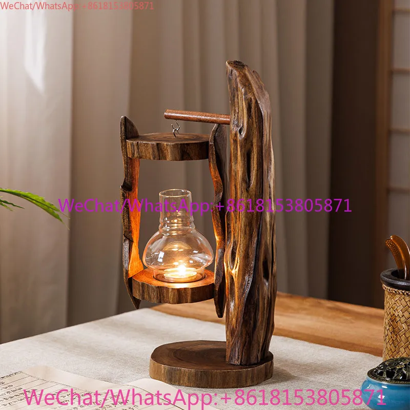 Log Wind Lamp Creative Candlestick Vintage South East Asia Glass Candlestick Outdoor