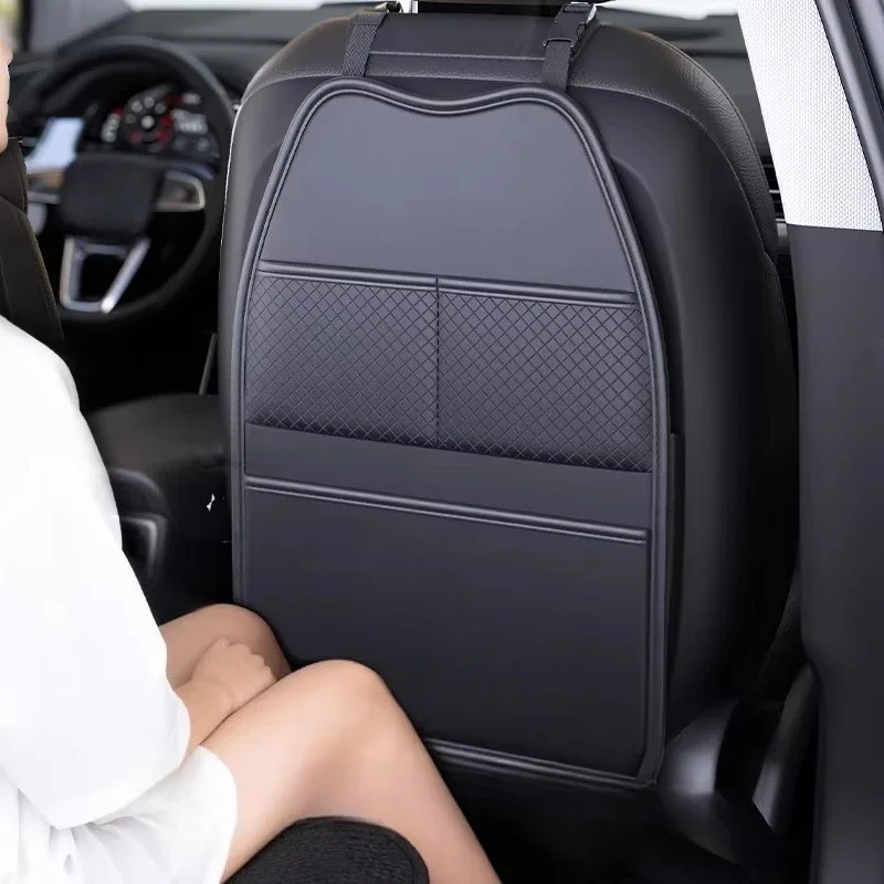 Car Seat Back Anti-kick Pad Leather All-inclusive Children's Car Anti-dirt Cover Protective Cover Rear Storage Bag Universal