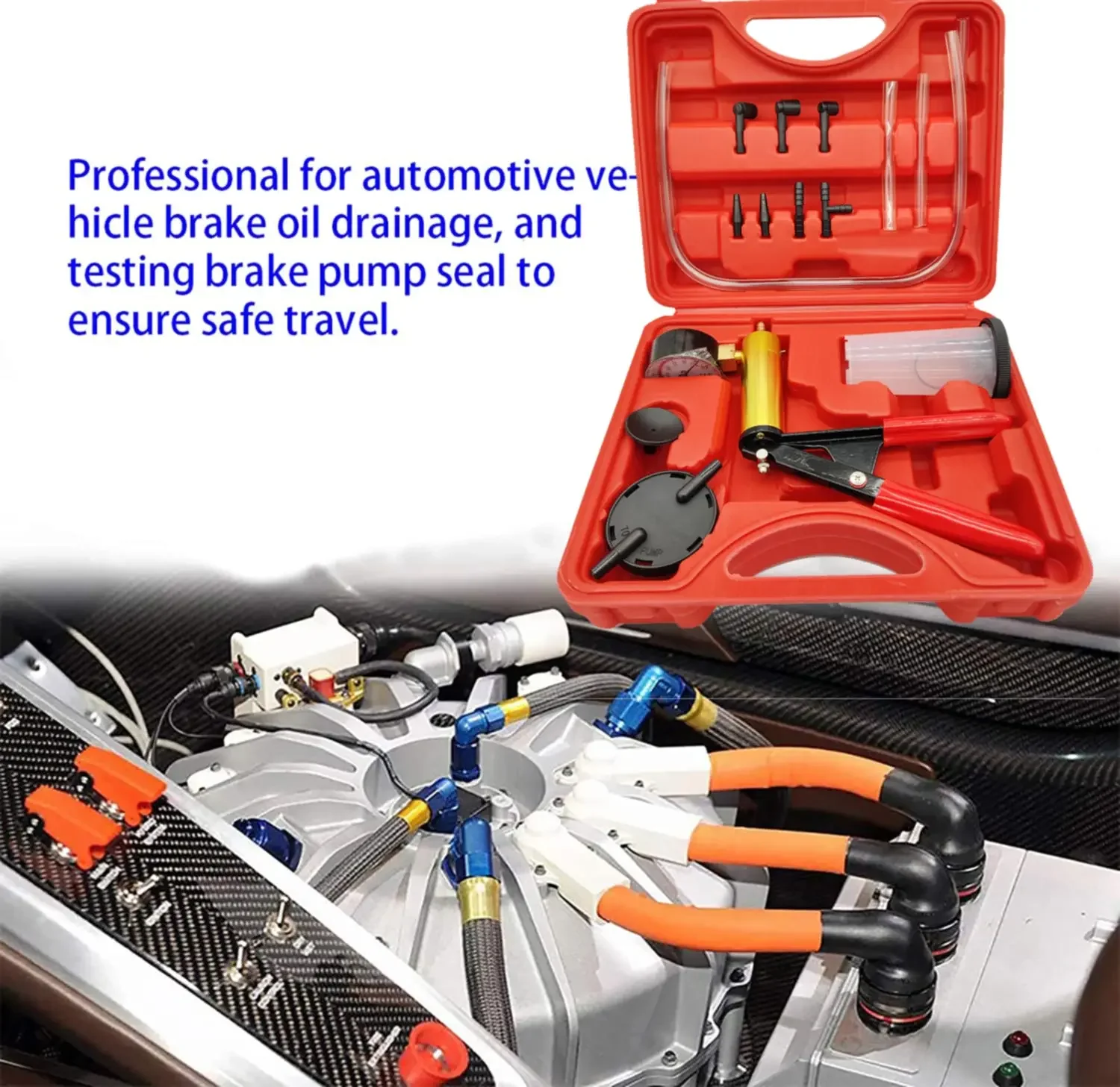 2-in-1 Hand Vacuum Pump & Brake Deflation Tool Kit, Brake & Clutch Hydraulic Power Steering Fluid Exhaust Test Equipment - view 3