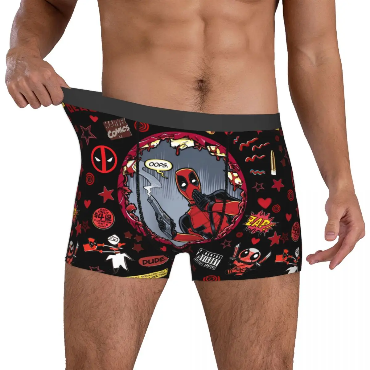 Man Boxer Briefs Deadpool Collage Poster Boxers Pants Novelty Underpants Cartoon Anime Cool