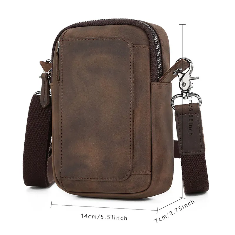 2022 New Men Phone Bag Genuine Leather Shoulder Crossbody Multifunctional Man Waist Bag Card Holders Coin Pocket Male Handbag