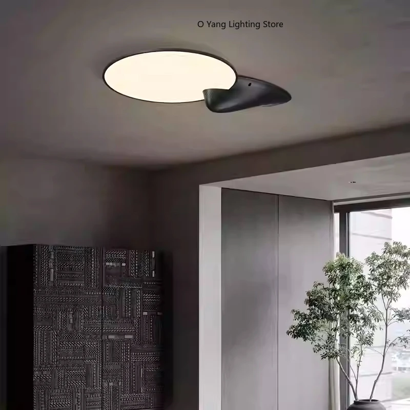 Wabi-sabi Style Solid Wood Ceiling Lamps Dimmable LED Ceiling Lights Indoor Decor Lighting Living Room Bedroom Acrylic Lampshade