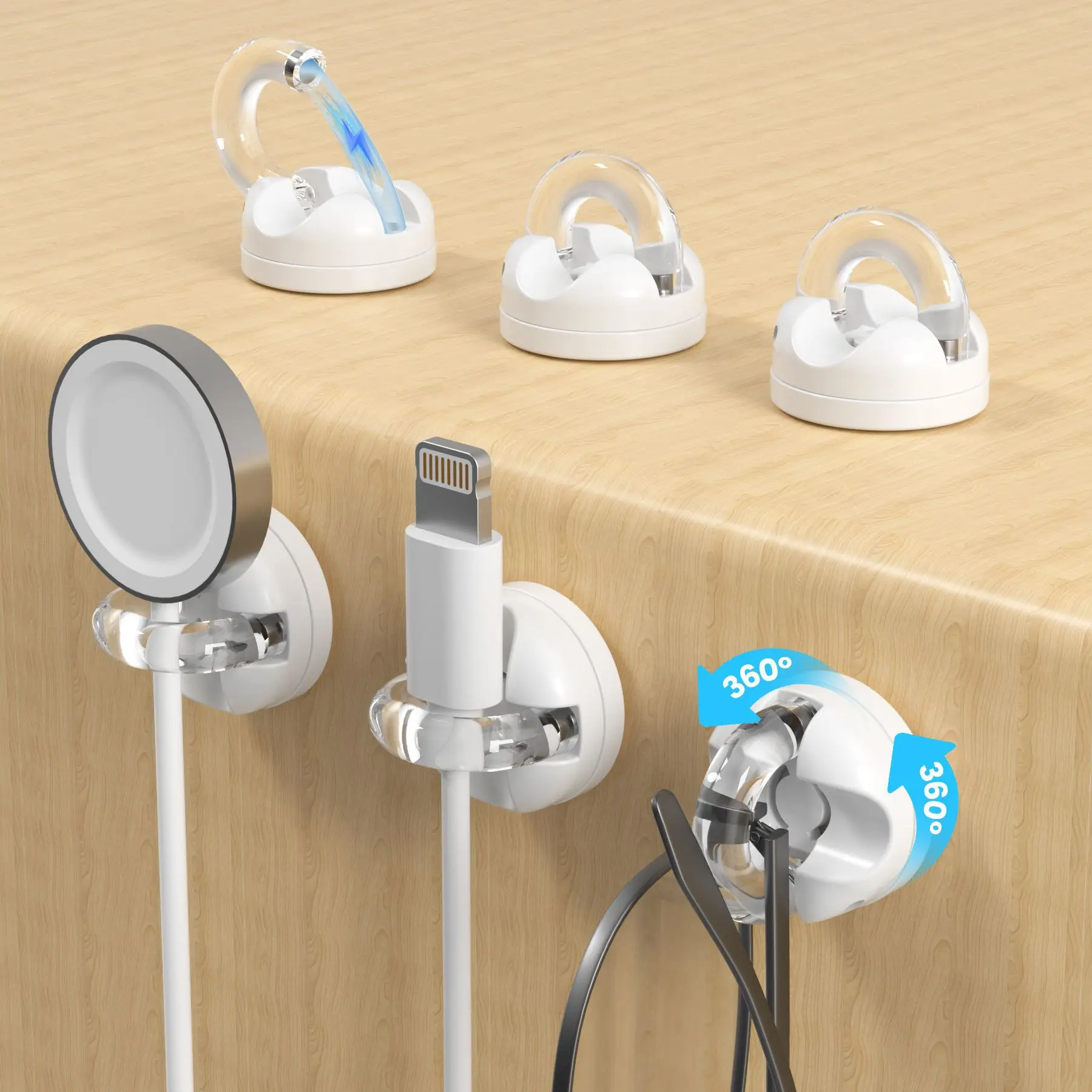 USB Charging Cable Clips Desk Tidy Organiser Wire Cord Holder for Home Office Desktops And Walls