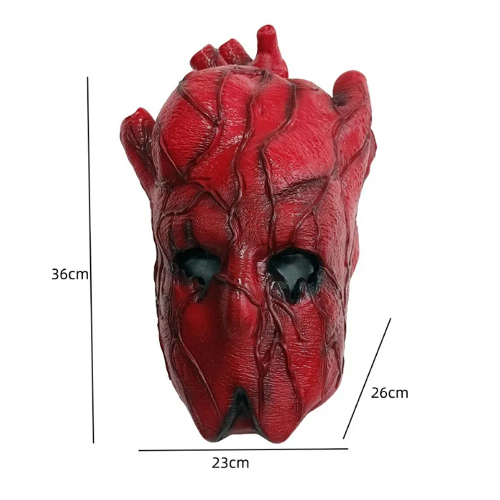 Halloween Vollkopfmaske Horror Latex Cosplay für Erwachsene Halloween-Requisiten Rote Herzmase – Detail 3