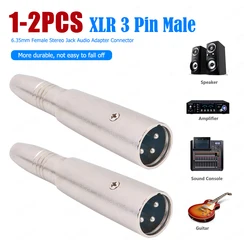 1-2pcs Microphone Adapter XLR 3Pin Male to 6.35mm Female Stereo Jack Socket Mono Audio Adapter Speaker Guitar Connector Tip Plug