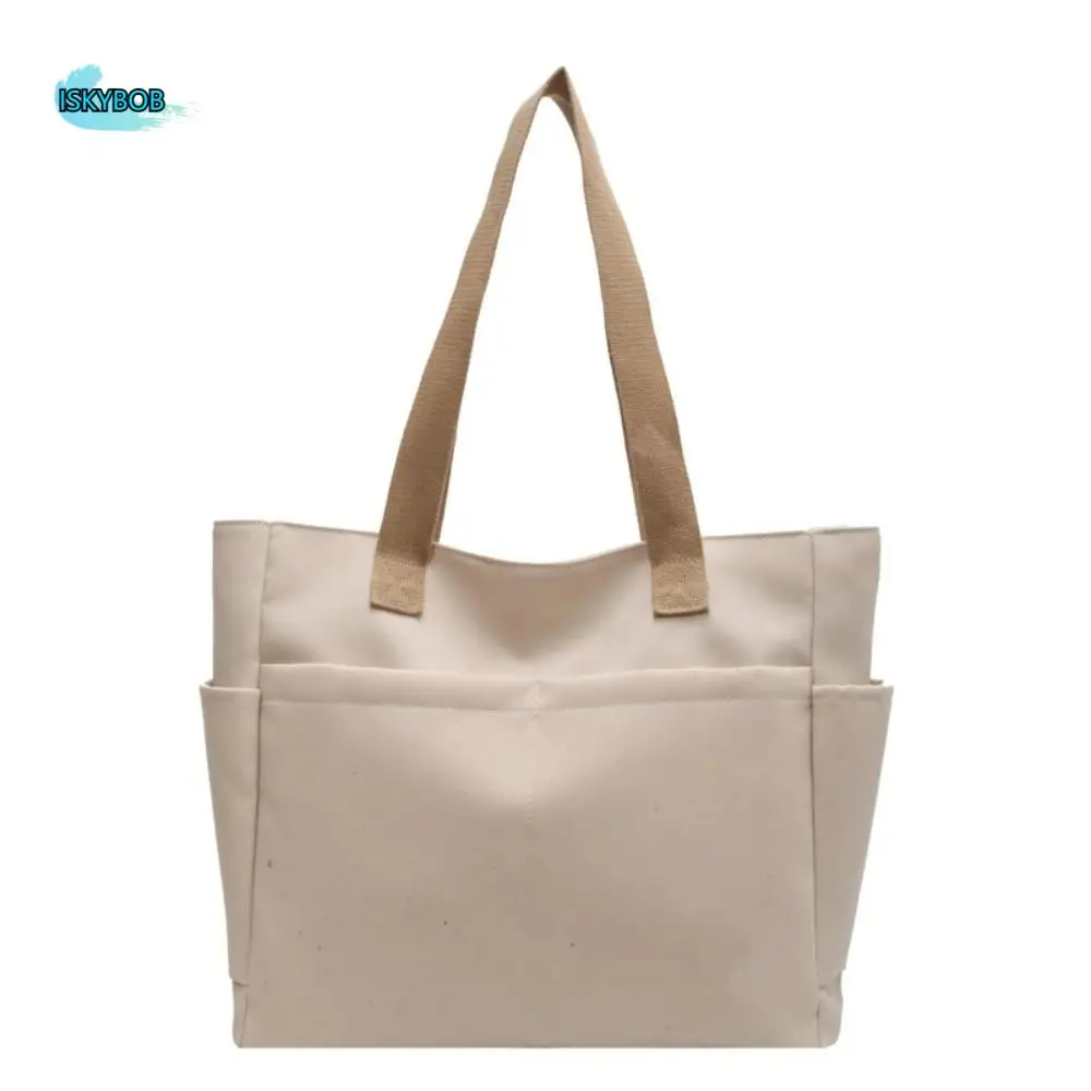 

Tote Bag Canvas Shoulder Bag Large Capacity Waterproof Casual Sport Street Bag Japanese Multi-pocket Leisure Handbag Student