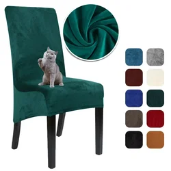 1 Pieces Long Back Chair Cover Velvet Spandex Dining Chair Slipcover Large Elastic Stretch Case for Kitchen Banquet Stool Cover