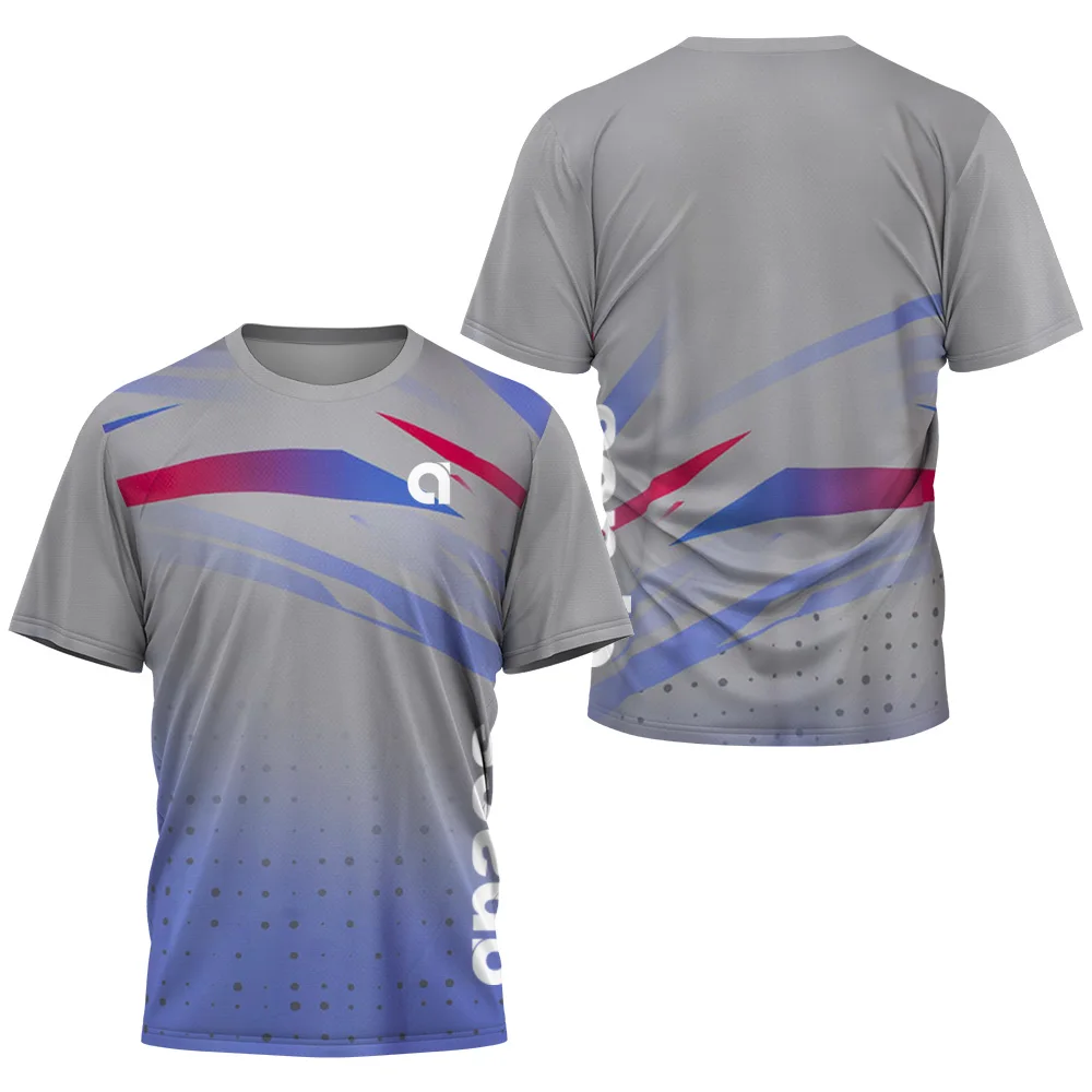 2024 letni męski wycięcie pod szyją sportowa koszulka zwykły Sport tenis t-shirt szybkoschnący na zewnątrz do badmintona koszulka Fitness